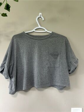 SHEIN Gray Cropped Pocket Tee